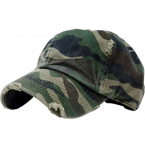 Baseball Caps Dad Hat Adjustable Unstructured Polo Style Low Profile Baseball Cap - Distressed Camo (Green) - CK18DAQ7N9U