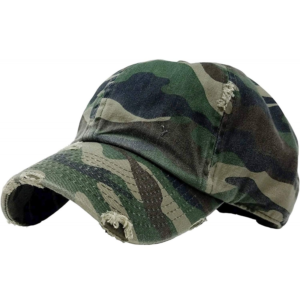 Baseball Caps Dad Hat Adjustable Unstructured Polo Style Low Profile Baseball Cap - Distressed Camo (Green) - CK18DAQ7N9U