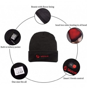 Skullies & Beanies Heated Hat Rechargeable Beanie Wind Resistant Winter Snow Outdoor Men Women (Black Cuffed) - C318X52KQWX