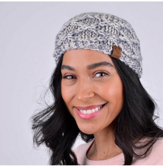 Cold Weather Headbands Winter Ear Bands for Women - Knit & Fleece Lined Head Band Styles - Grey Chunky Knit - CF18A7Q4A53