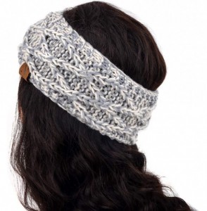 Cold Weather Headbands Winter Ear Bands for Women - Knit & Fleece Lined Head Band Styles - Grey Chunky Knit - CF18A7Q4A53