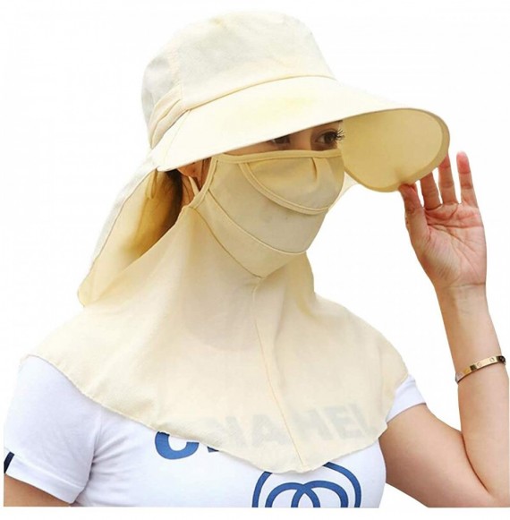 Sun Hats Adjustable Outdoor Protection Foldable Ponytail - Beige - CM18S4TU524