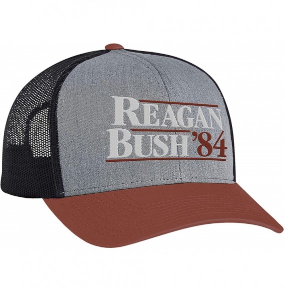 Baseball Caps Reagan Bush 84 Campaign Adult Trucker Hat - Heather Grey/Light Charcoal/Varsity Red - CL199IE9HRA