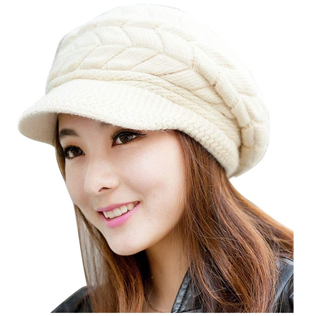 Skullies & Beanies Fashion Women Hat Winter Skullies Beanies Knitted Hats Solid Color Rabbit Fur Cap - Beige - CC18RRX3048