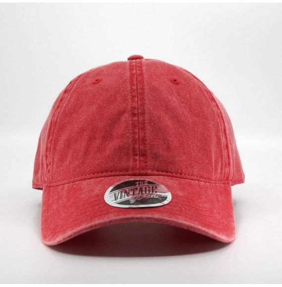 Baseball Caps Vintage Washed Cotton Adjustable Dad Hat Baseball Cap - Red - C612MYHVD6O