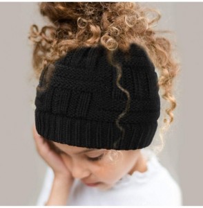 Skullies & Beanies Womens Ponytail Beanie Hat Soft Knit BeanieTail Warm Winter Hat - Black - C918EDT7HSA