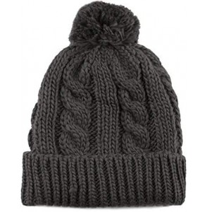 Skullies & Beanies Women Winter Oversized Chunky Thick Stretchy Knitted Pom Pom Beanie Fleece Lined Beanie Hat - 1. Curly Dar...