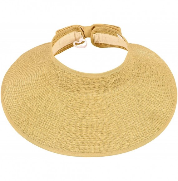 Sun Hats Spring/Summer Classics Edition Straw Roll-able Sun Visor Hat - Beige - C8198K4N0I0