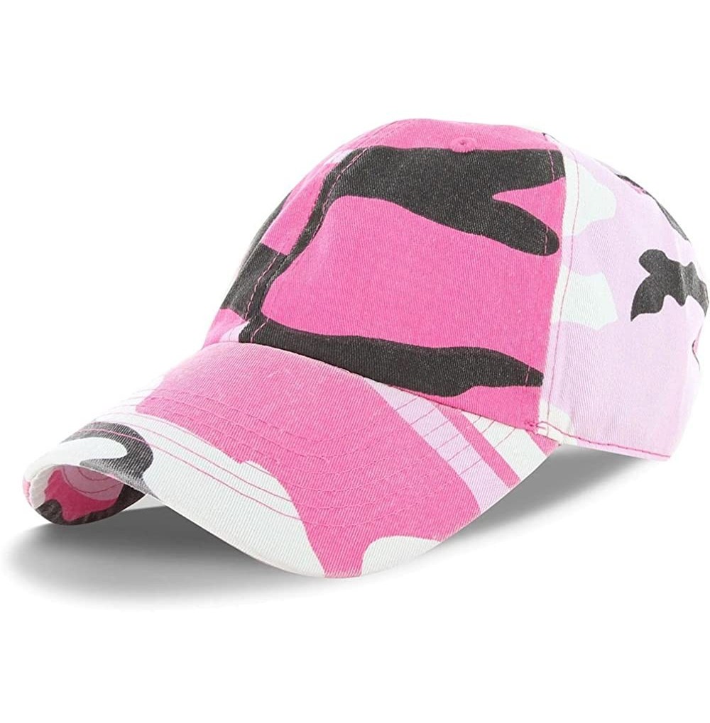 Baseball Caps Plain 100% Cotton Adjustable Baseball Cap - Pink Camo - CQ11WLHECL5