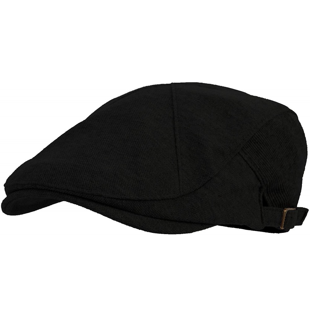 Newsboy Caps Modern Cotton Real Newsboy Hat Flat Cap AC3045 - Black - CL12J621LRZ