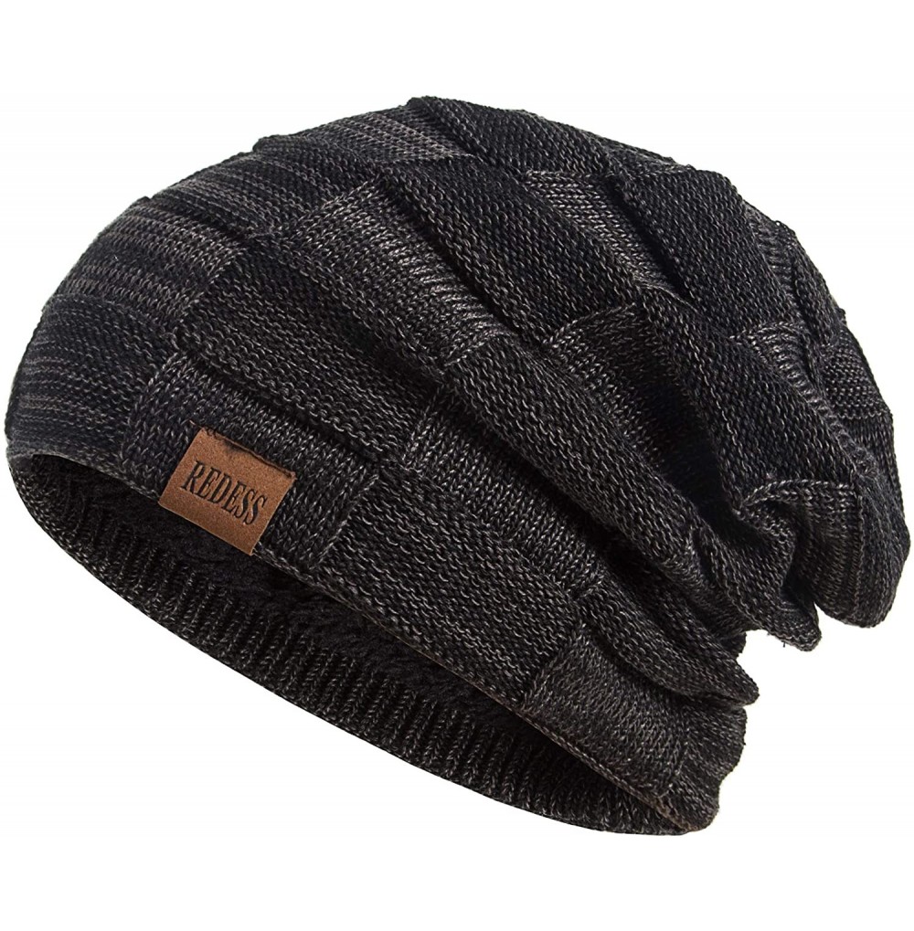 Skullies & Beanies Beanie Hat for Men and Women Winter Warm Hats Knit Slouchy Thick Skull Cap - 1 Black - C4187GR5QYA