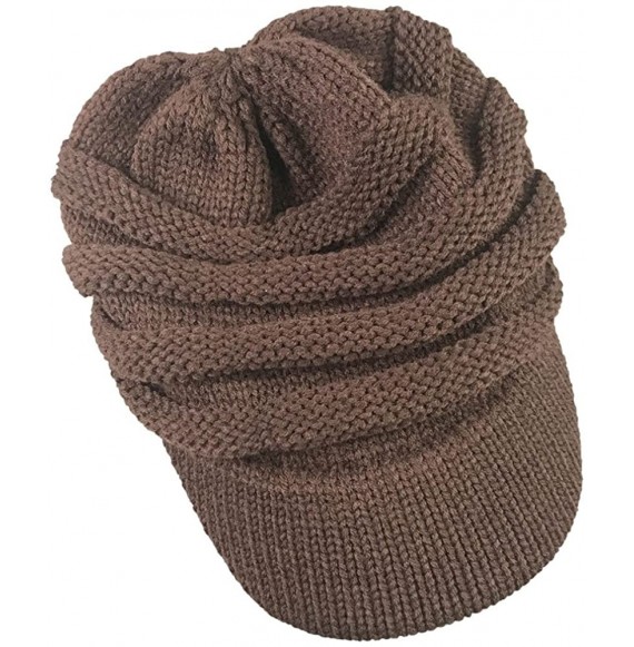 Skullies & Beanies Women Ladies Winter Knitting Hat Warm Artificial Wool Snow Ski Caps With Visor - T-coffee - C61897OENRK