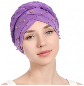 Skullies & Beanies Women Braid Head Wrap Long Hair Scarf Turban Pre-tie Headwear Chemo Hats - Beige - C618W0NNW3A