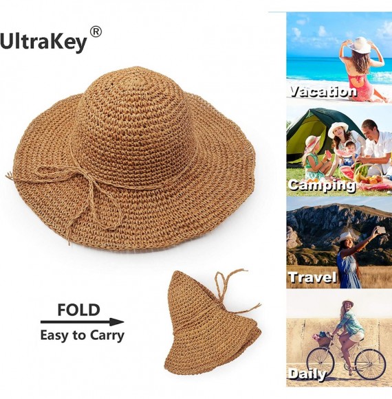 Sun Hats Straw Hat- Handmade Beach Wide Brim Cap Foldable Outdoor Sun Hat Beach Headwear for Adult Children Man Women - CO194...