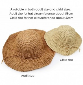 Sun Hats Straw Hat- Handmade Beach Wide Brim Cap Foldable Outdoor Sun Hat Beach Headwear for Adult Children Man Women - CO194...