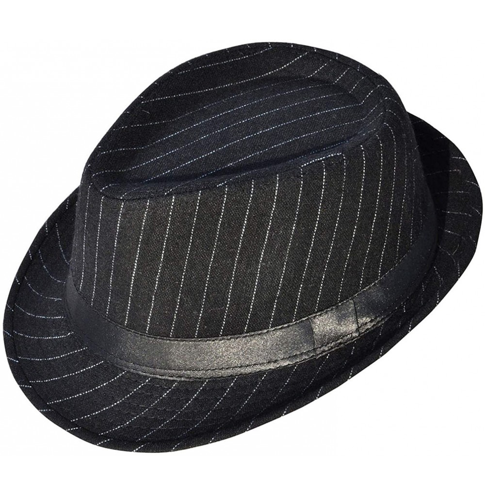 Fedoras Classic Gangster Stain-Resistant Crushable Gentleman's Fedora - A_black Stripe - C712O7VH3XE