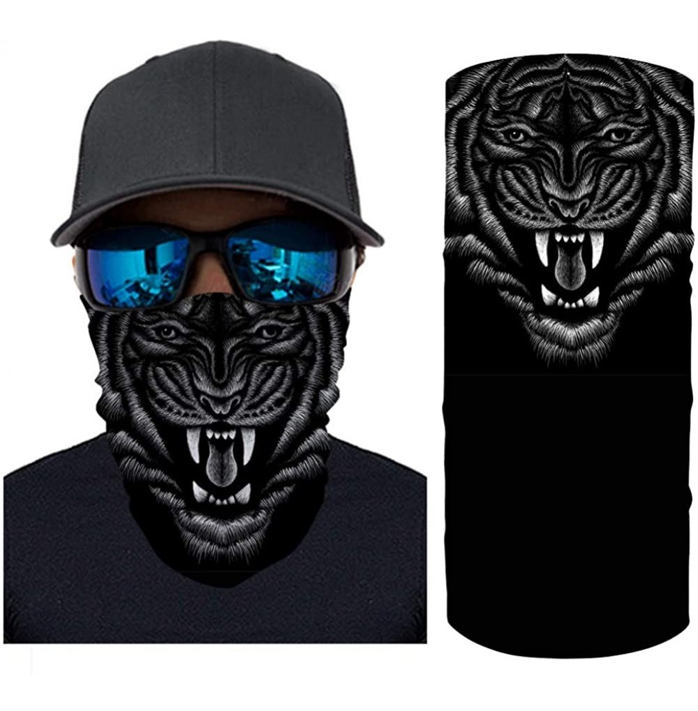 Balaclavas Cool 3D Animal Print Bandana for Men Women Neck Gaiter Scarf Dust Wind Balaclava Headband - Black Tiger - CB197Y820DH