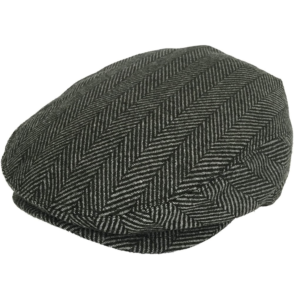Newsboy Caps Wool Blend Herringbone Winter Ivy Scally Cap Flat Driver Hat 5 Point Newsboy - Charcoal Grey - CW193XNOWUW
