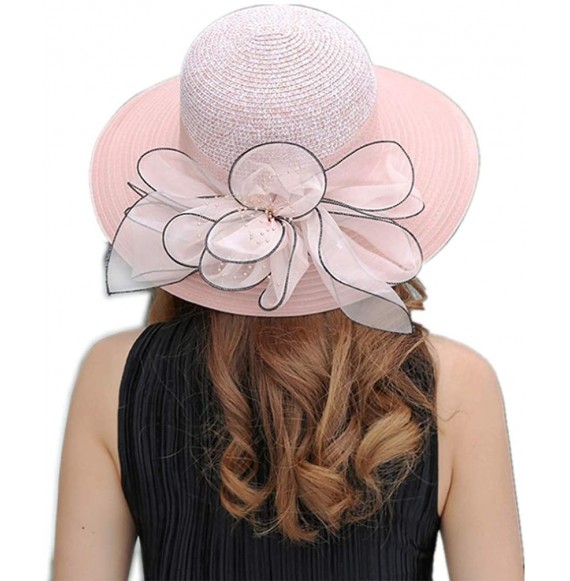 Sun Hats Women's Organza Sun Hat Wedding Kentucky Hat Fascinators Derby Hat - B-pale Pink - C818QMCGDCL