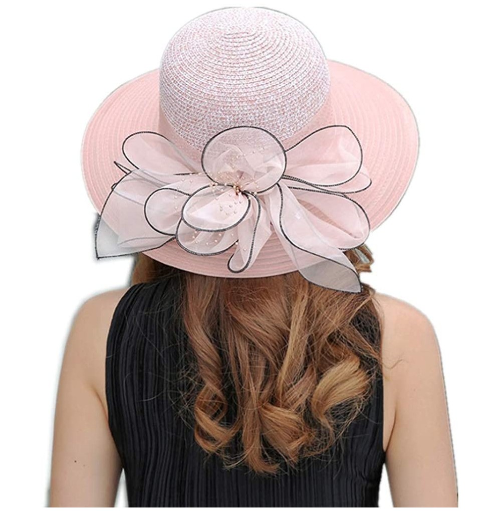 Sun Hats Women's Organza Sun Hat Wedding Kentucky Hat Fascinators Derby Hat - B-pale Pink - C818QMCGDCL