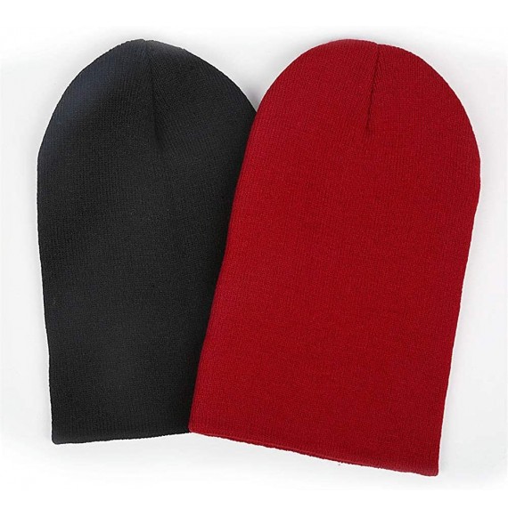 Visors Adult Daily Solid Color Knit Beanie Caps Headwear for Mens Womens - Red-3 - CT18ZL3C2GD