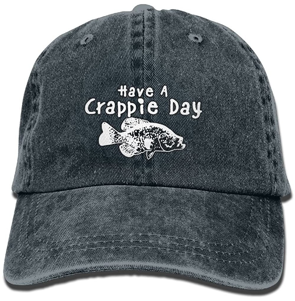 Baseball Caps Unisex Washed Have A Crappie Day Funny Denim Baseball Cap Adjustable Dad Hat - Navy - CC18EOSZOEH