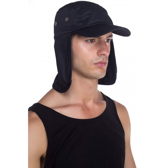 Sun Hats Fishing Sun Cap UV Protection - Ear Neck Flap Hat - Black - CK182DG379T