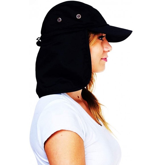 Sun Hats Fishing Sun Cap UV Protection - Ear Neck Flap Hat - Black - CK182DG379T