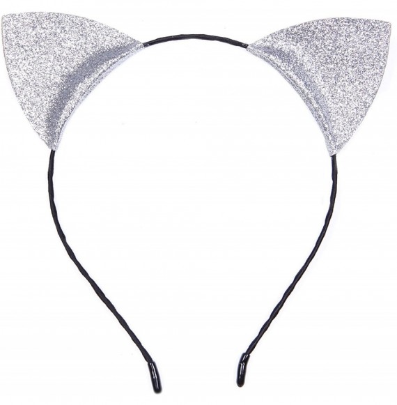 Headbands Christmas Headband Glitter Antlers Cat Ears Holiday Cosplay Party Costume - A - Silvery - Cat Ears - C01862CYZDD