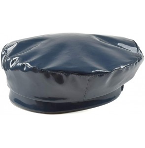 Berets Patent Leather French-Beret Hat PU Dancing Cap Captain Women - Blue - CR18S77NHE0