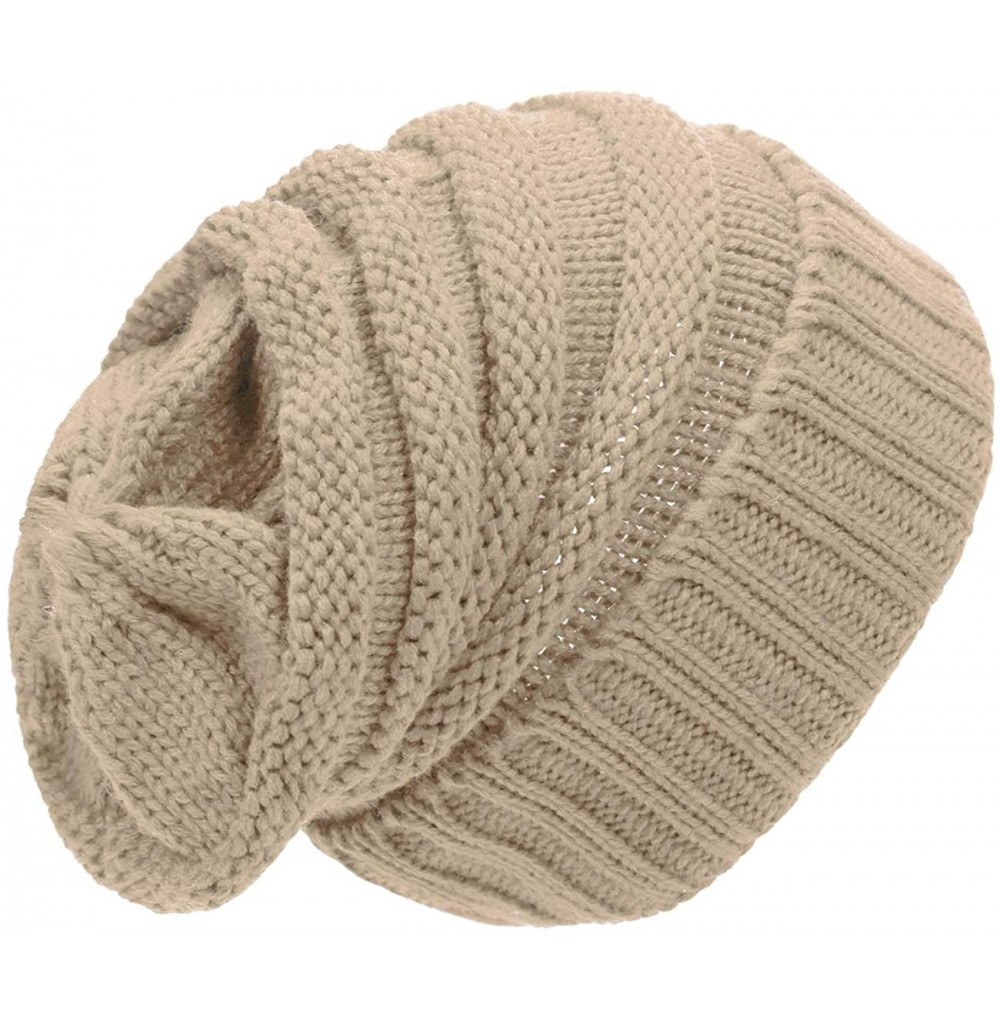 Skullies & Beanies Beanie Hats Women Pom Pom Slouchy Knit Skull Cap Winter Warm Hair Accessories - Beige - CB18AHQN3CX