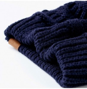 Skullies & Beanies Women's Skullies Trendy Winter Chunky Soft Stretch Cable Knit Beanie Skully Faux Fur Pom Pom Hat Crochet C...