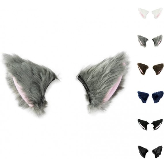 Headbands Cat Fox Long Fur Ears Hair Clip Cosplay Costume Kit Fancy Dress Halloween Party - Pink - CL18I22DRIM