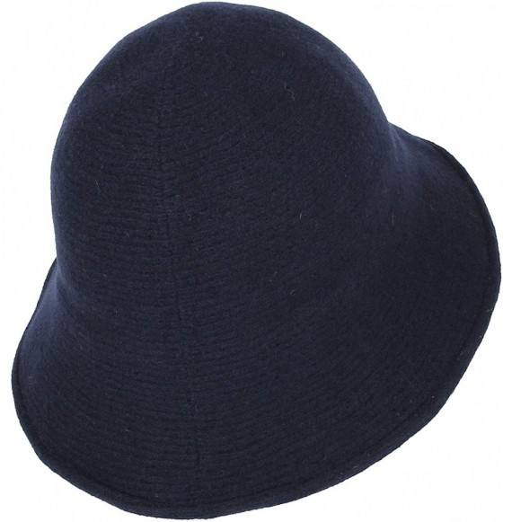 Bucket Hats Wool Winter Floppy Short Brim Womens Bowler Fodora Hat DWB1104 - Navy - C718KHH2TO3