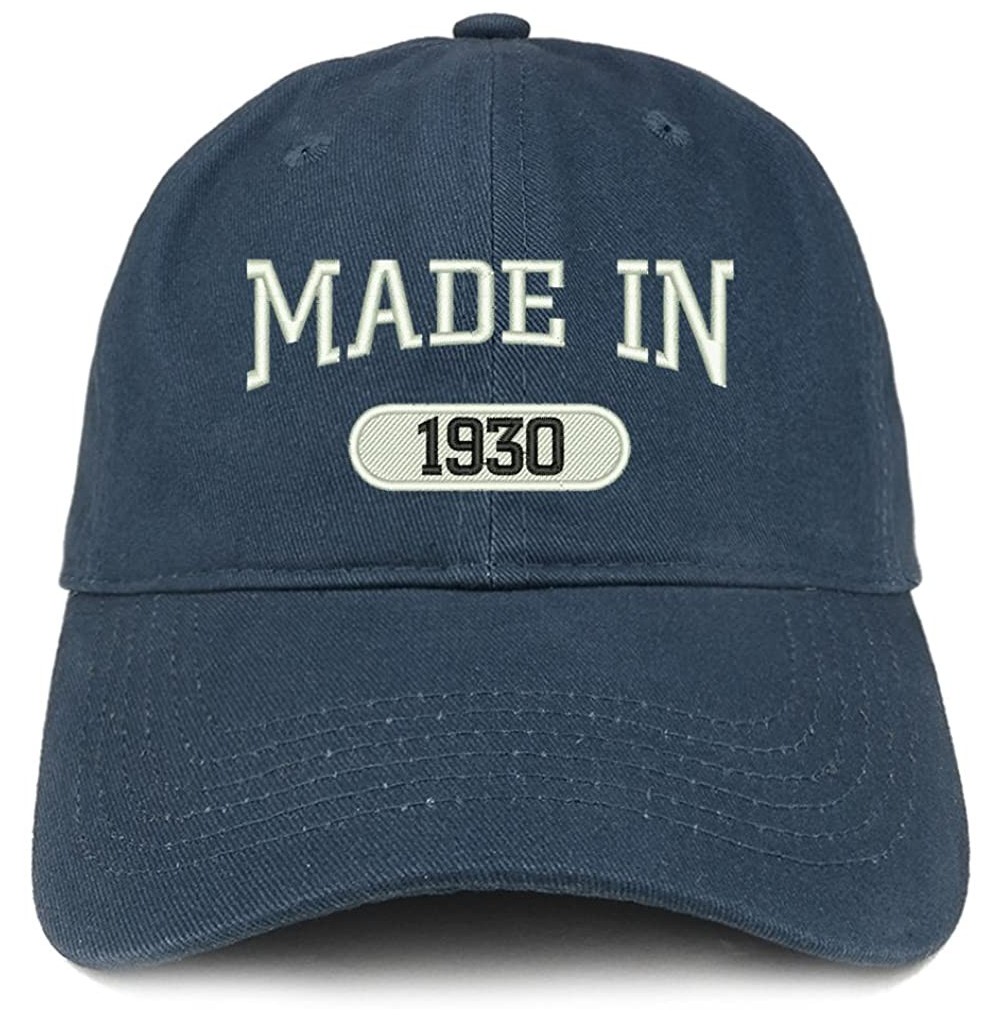 Baseball Caps Made in 1930 Embroidered 90th Birthday Brushed Cotton Cap - Navy - CB18C98TDZ2