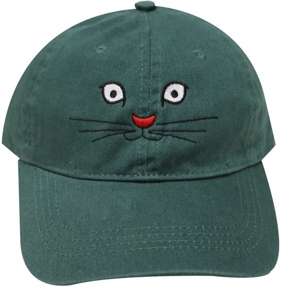 Baseball Caps Cat Face Cotton Baseball Caps - Hunter Green - C717Z5H6E52
