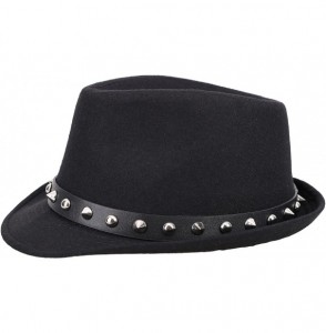 Fedoras Classic Boy's Trilby Short Brim Fedora Hat w/Hat Belt - Rivet Belt - CM18HC6XZUD