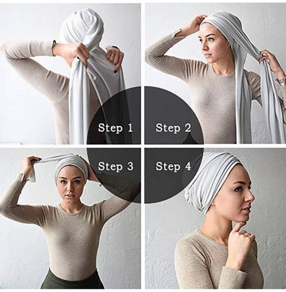 Cold Weather Headbands Head Wraps Turbans Stretch Jersey Knit Headwraps Wrap Scarf Turban Tie for Women - Black - CZ18SU3TMNK