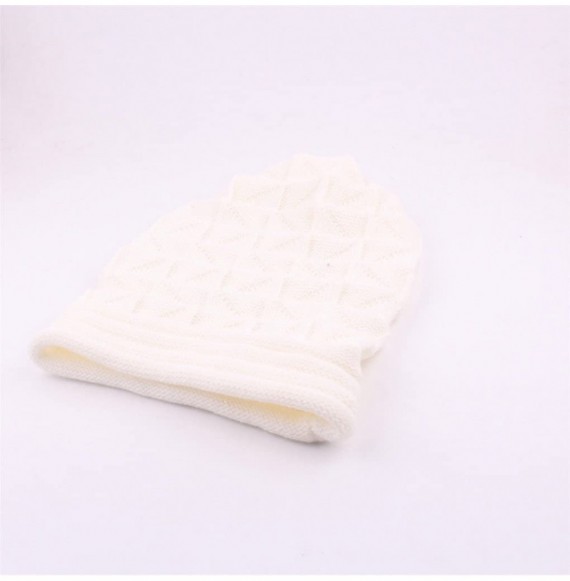 Skullies & Beanies Women Hat- Women Fashion Winter Warm Hat Girls Crochet Wool Knit Beanie Warm Caps - White - C712O0PG8HB