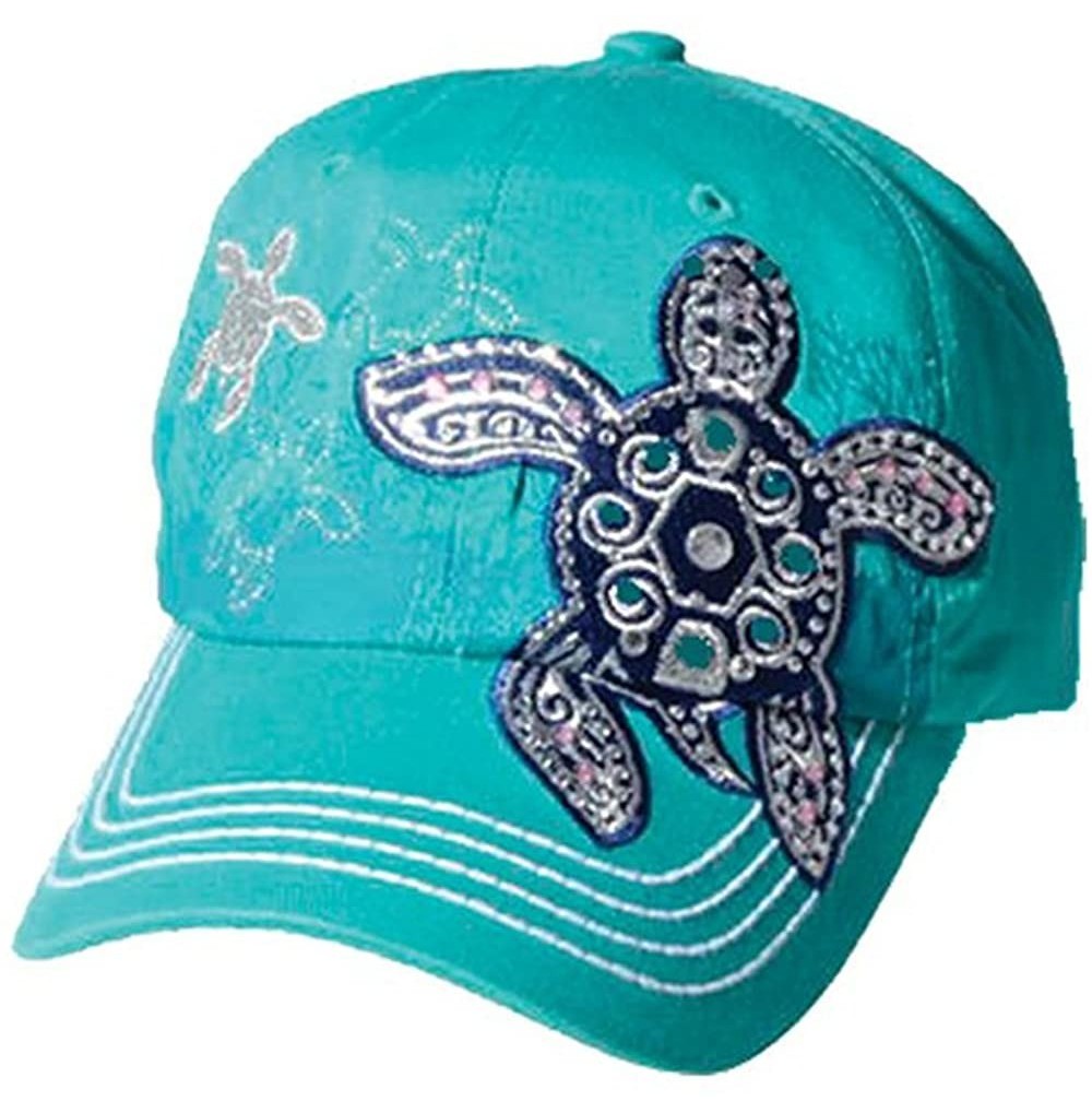 Baseball Caps Sea Turtle Adjustable Cap in Turquoise - CM12MAT4WE4