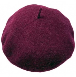 Berets French Casual Classic Solid Women Wool Beret Hat - Burgundy - CM18LCL29D7