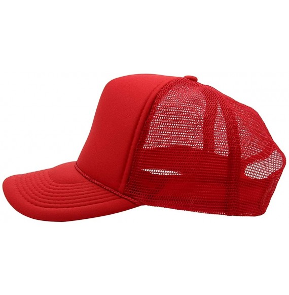 Baseball Caps Premium Trucker Cap Modern Summer Urban Style Cap - Adjustable Snapback - Unisex Design - Mesh Back - Red - CS1...