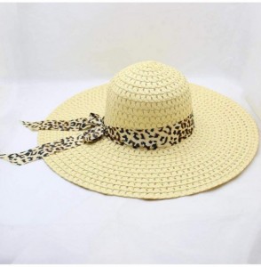 Sun Hats Women Hat Fineser Leopard Bowknot - Light Beige - CE18O8DNU29
