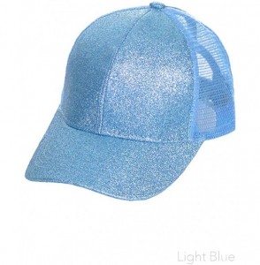 Baseball Caps Glitter Messy High Buns Trucker Ponycap Ponytail Baseball Adjustable Cap for Women Girl - Light Blue - CF18QQ9ONEH
