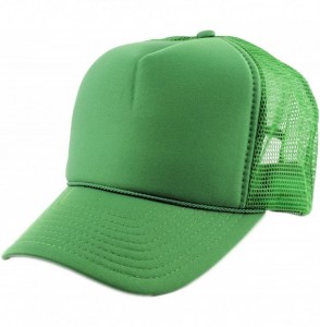 Baseball Caps Blank Mesh Adjustable Snapback Cotton 6-Panel Trucker Hat Cap - Kelly Green - CP11LZX4OMN