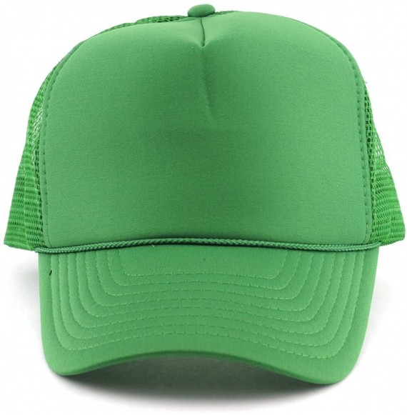 Baseball Caps Blank Mesh Adjustable Snapback Cotton 6-Panel Trucker Hat Cap - Kelly Green - CP11LZX4OMN