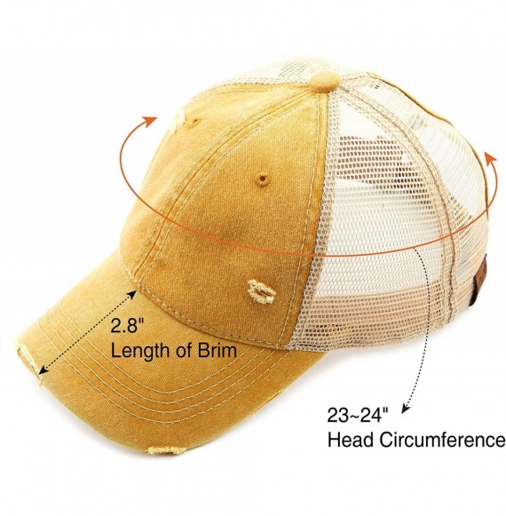Baseball Caps Exclusives Hatsandscarf Distressed Adjustable - Mustard/Beige - CY18NN49209