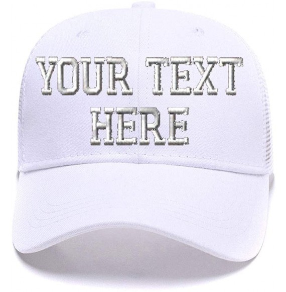 Baseball Caps Custom Ponytail Baseball Cap Personalized Messy Bun Hat Mesh Visor Trucker Hat - White - CF18GZGL9W4