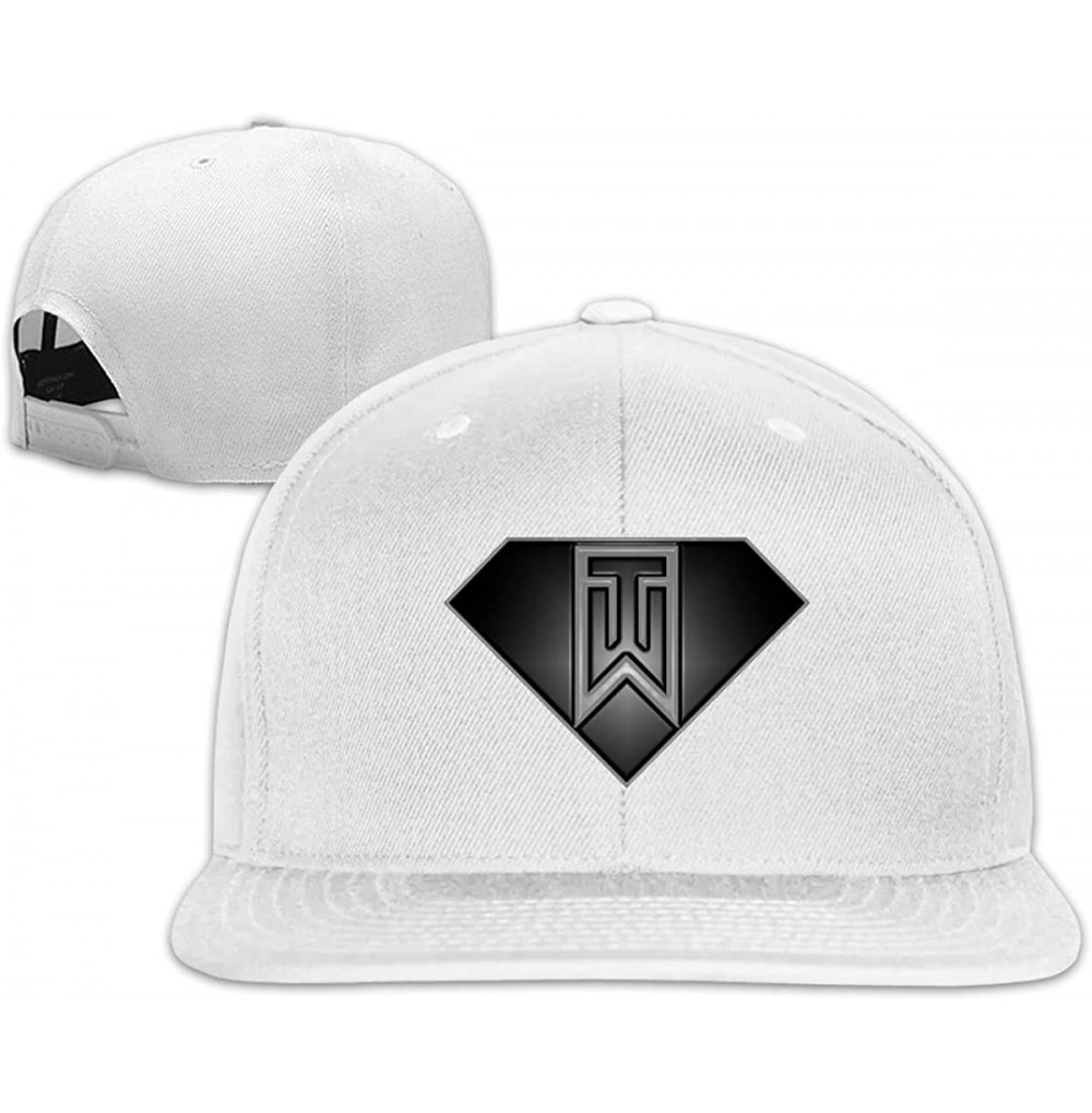 Baseball Caps Tiger Woods Logo Classic Flat-Brimmed Trucker Hat Baseball Cap - White - CZ18RYG93AS
