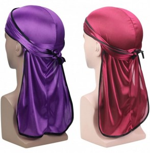 Skullies & Beanies Soft Durag (2PCS/3PCS) with Extra Long Tail and Wide Straps Headwrap Du-Rag for 360 Waves - C618M22O7SO